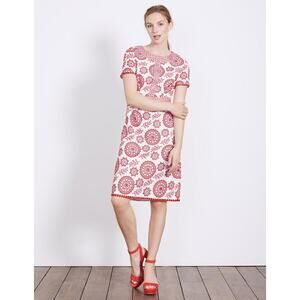 Boden Mila Broderie Dress 8R Cotton Embroidered A-Line Scalloped Trim Feminine